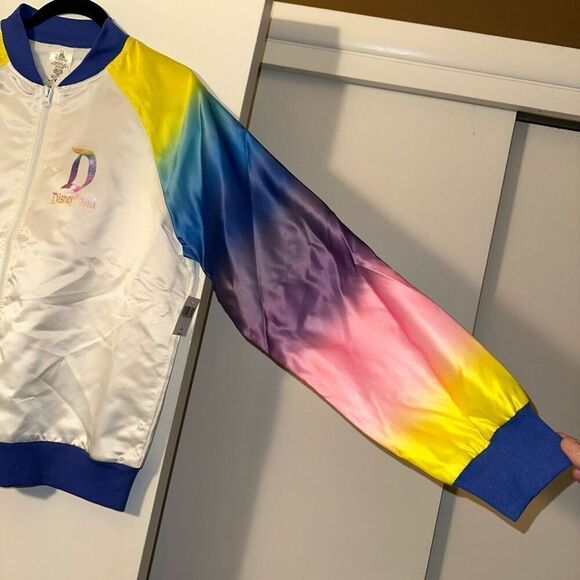 Disneyland Unisex Rainbow Ombre Graphic Bomber Jacket Large NWT - Picture 5 of 12